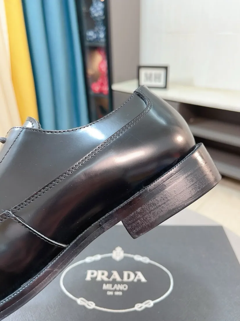 Men's shoes 💰540🌹🌹【PRADA Leather Shoes】Top purchasing agent Original imported Italian custom cowhide leather surface, fully imported water-dyed breathable cowhide lining, original factory special molded sole super comfortable, size: 38-44